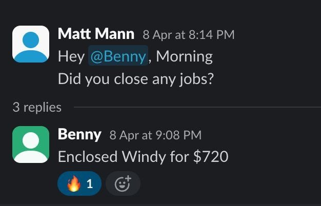 Client message: a $720 project closed